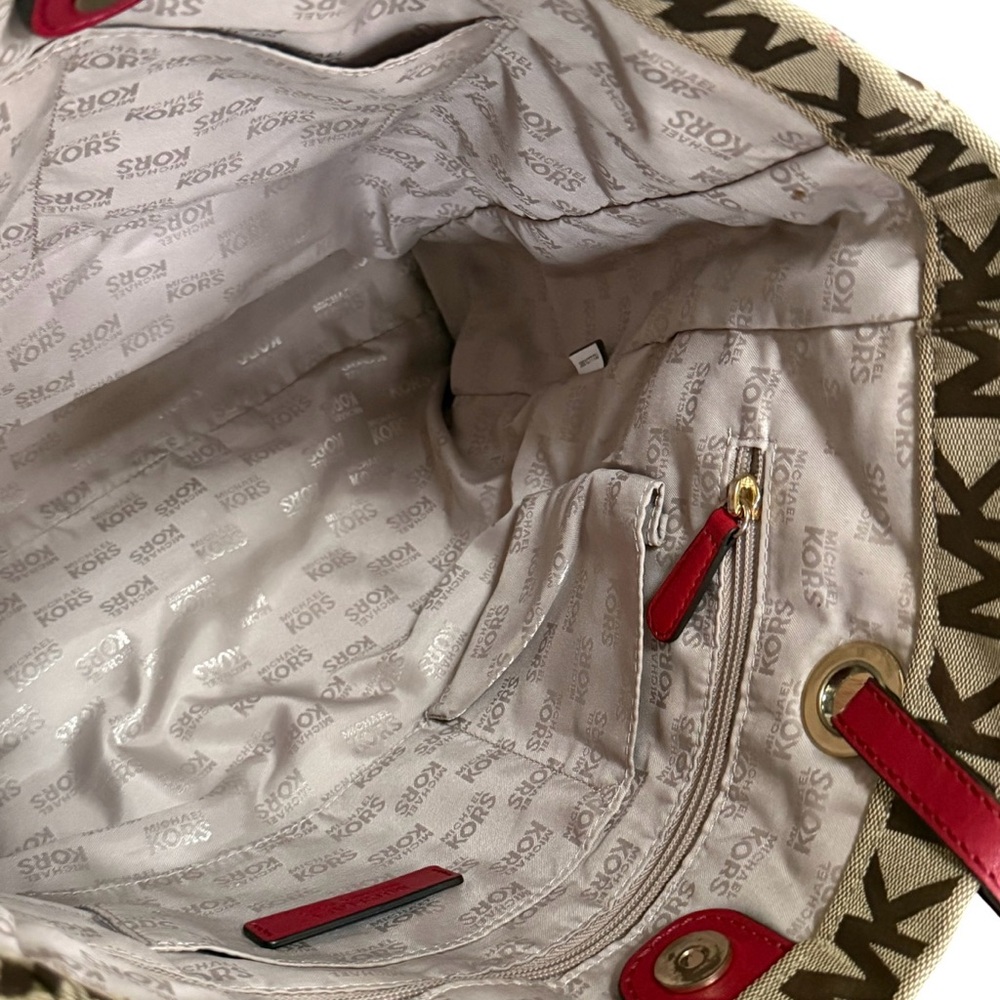Authentic Michael Kors Signature Tan Pink Tote Bag! - Picture 10 of 14